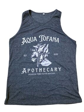 Aqua Tofana Apothecary Graphic Tank Top - Charcoal with White Print